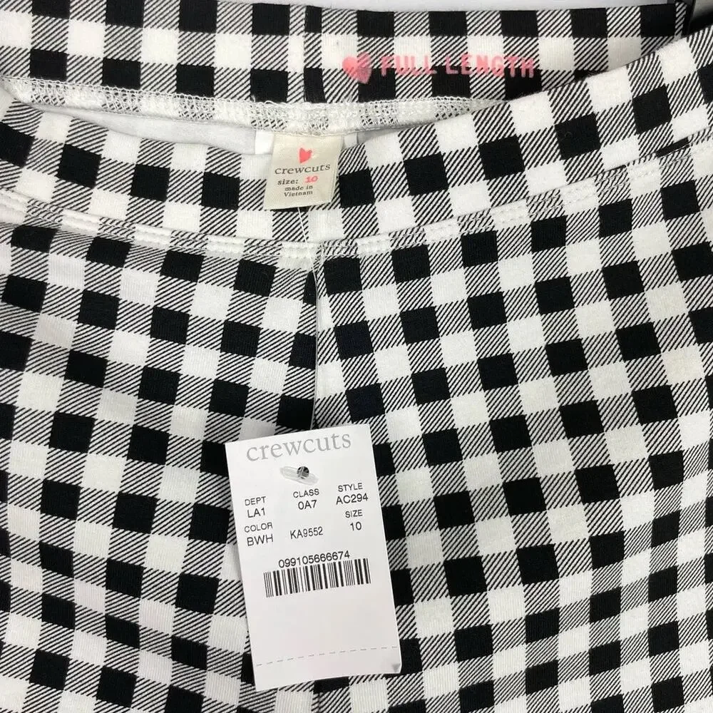 Crewcuts | NWT Cream Sequin Floral Shirt & Black White Gingham Leggings